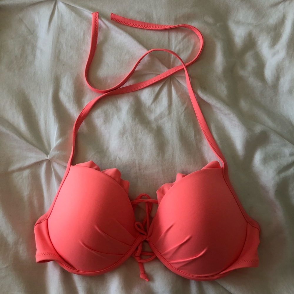 Victoria Secret Coral Bikini Swimsuit Top Size 36C